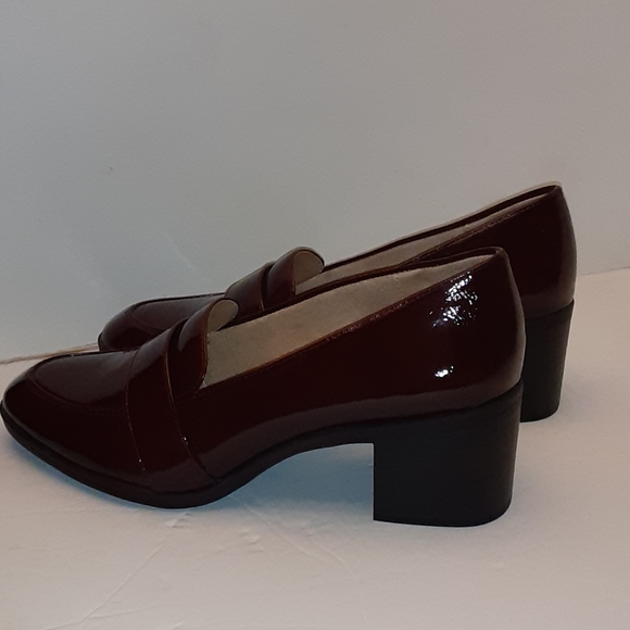 Life Stride Chunky Heel SHOE Loafer Patent Brown Burgundy Size 7B - Picture 6 of 7